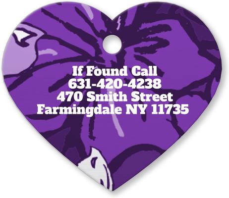 Show full view: Buckle-Down Hibiscus Collage Personalized Aluminum Heart Shaped Dog ID Tag, Large slide 3 of 5