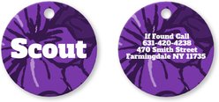 Buckle-Down Hibiscus Collage Personalized Aluminum Circle Shaped Dog ID Tag, Large