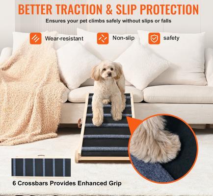 Show full view: jansno 6-Level Adjustable Folding Wooden Dog Ramp, Natural slide 2 of 6