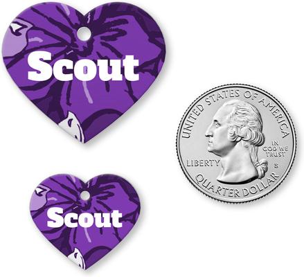 Show full view: Buckle-Down Hibiscus Collage Personalized Aluminum Heart Shaped Dog ID Tag, Large slide 4 of 5