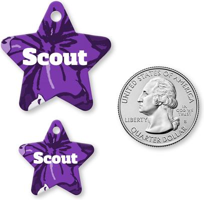 Show full view: Buckle-Down Hibiscus Collage Personalized Aluminum Star Shaped Dog ID Tag, Small slide 4 of 5