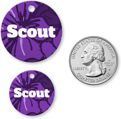 Show full view: Buckle-Down Hibiscus Collage Personalized Aluminum Circle Shaped Dog ID Tag, Large slide 4 of 5