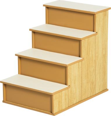 Show full view: jansno Cushioned Removable Covering Wooden Dog & Cat Stairs, Natural slide 6 of 7