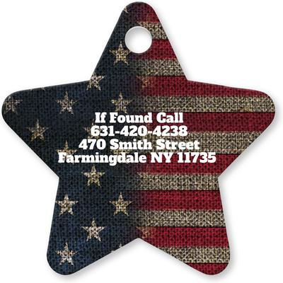 Show full view: Buckle-Down Vintage US Flag Personalized Aluminum Star Shaped Dog ID Tag, Large slide 3 of 5