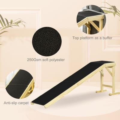 Show full view: jansno Non-Slip Carpet & Top Platform Wooden Dog Ramp, Natural slide 5 of 8