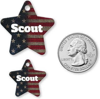 Show full view: Buckle-Down Vintage US Flag Personalized Aluminum Star Shaped Dog ID Tag, Large slide 4 of 5