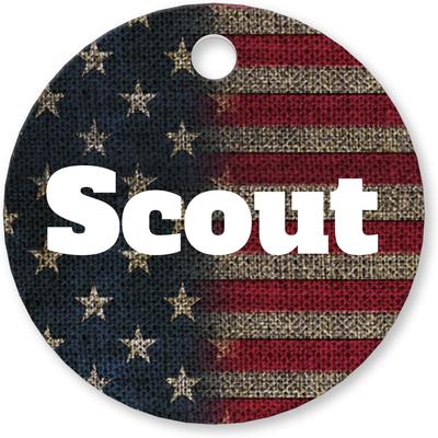 Show full view: Buckle-Down Vintage US Flag Personalized Aluminum Circle Shaped Dog ID Tag, Large slide 2 of 5