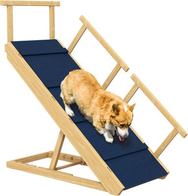 Show full view: jansno Non-Slip Mat Adjustable Foldable Wooden Dog Bed Ramp, Natural slide 3 of 8