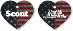 Buckle-Down Vintage US Flag Personalized Aluminum Heart Shaped Dog ID Tag, Small