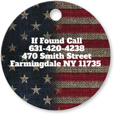 Show full view: Buckle-Down Vintage US Flag Personalized Aluminum Circle Shaped Dog ID Tag, Large slide 3 of 5