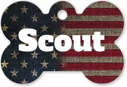 Buckle-Down Vintage US Flag Personalized Aluminum Bone Shaped Dog ID Tag, Large slide 2 of 5