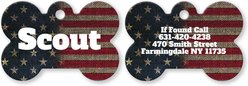 Buckle-Down Vintage US Flag Personalized Aluminum Bone Shaped Dog ID Tag, Large