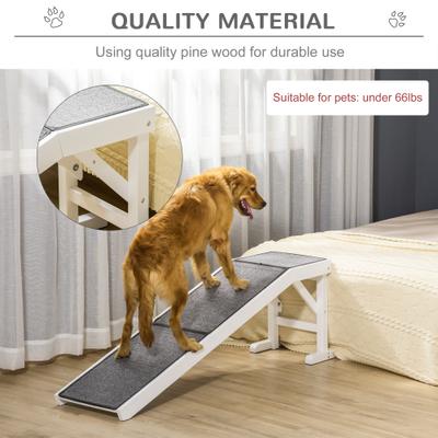 Show full view: jansno Non-Slip Carpet & Top Platform Wooden Pet Bed Ramp, White slide 6 of 8