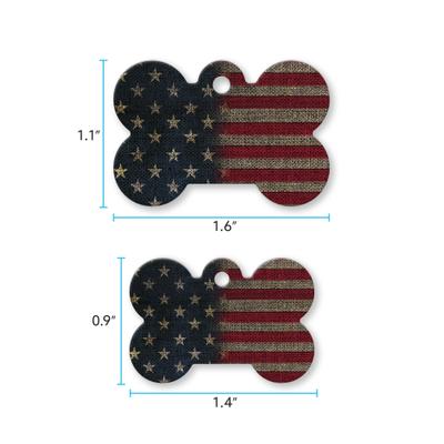 Show full view: Buckle-Down Vintage US Flag Personalized Aluminum Bone Shaped Dog ID Tag, Large slide 5 of 6