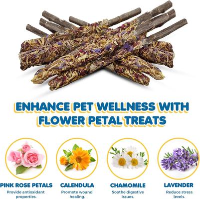 Show full view: SunGrow Enrichment Apple Wood Sticks with Petals Rabbit & Guinea Pig Chew Food, 18 count slide 5 of 8