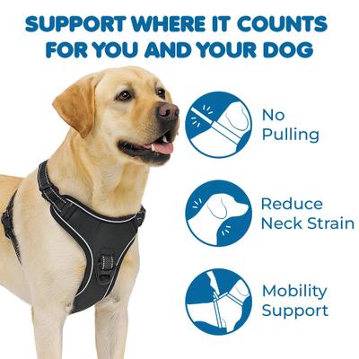 Show full view: Vila Adjustable Reflective No Pull Dog Harness, Black, Large, 17 to 34-in chest slide 3 of 8