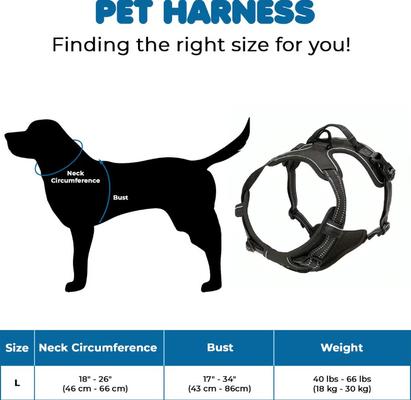 Show full view: Vila Adjustable Reflective No Pull Dog Harness, Black, Large, 17 to 34-in chest slide 7 of 8