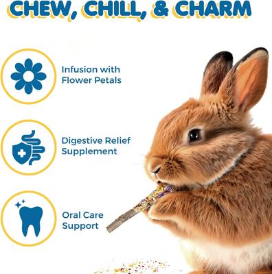 Show full view: SunGrow Enrichment Apple Wood Sticks with Petals Rabbit & Guinea Pig Chew Food, 18 count slide 3 of 8