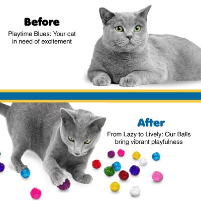 Show full view: SunGrow Cat Pom Pom Balls for Indoor, Interactive Fetch & Play Toy for Arts & Crafts, 20 count slide 4 of 8