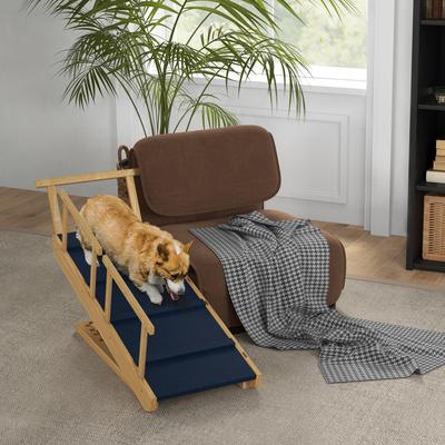 Show full view: jansno Non-Slip Mat Adjustable Foldable Wooden Dog Bed Ramp, Natural slide 8 of 8