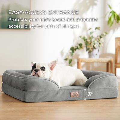 Show full view: Bedsure Orthopedic Bolster Dog Sofa Bed with Removable Cover, Grey, Small slide 3 of 10