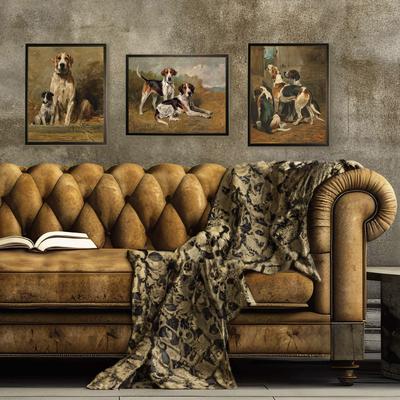 Show full view: Antique Curiosities Two Dogs Oil Painting slide 2 of 2