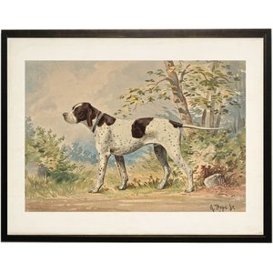 Antique Curiosities White & Brown Pointer Dog Painting