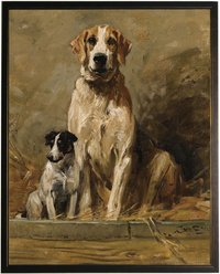 Antique Curiosities Two Dogs Oil Painting