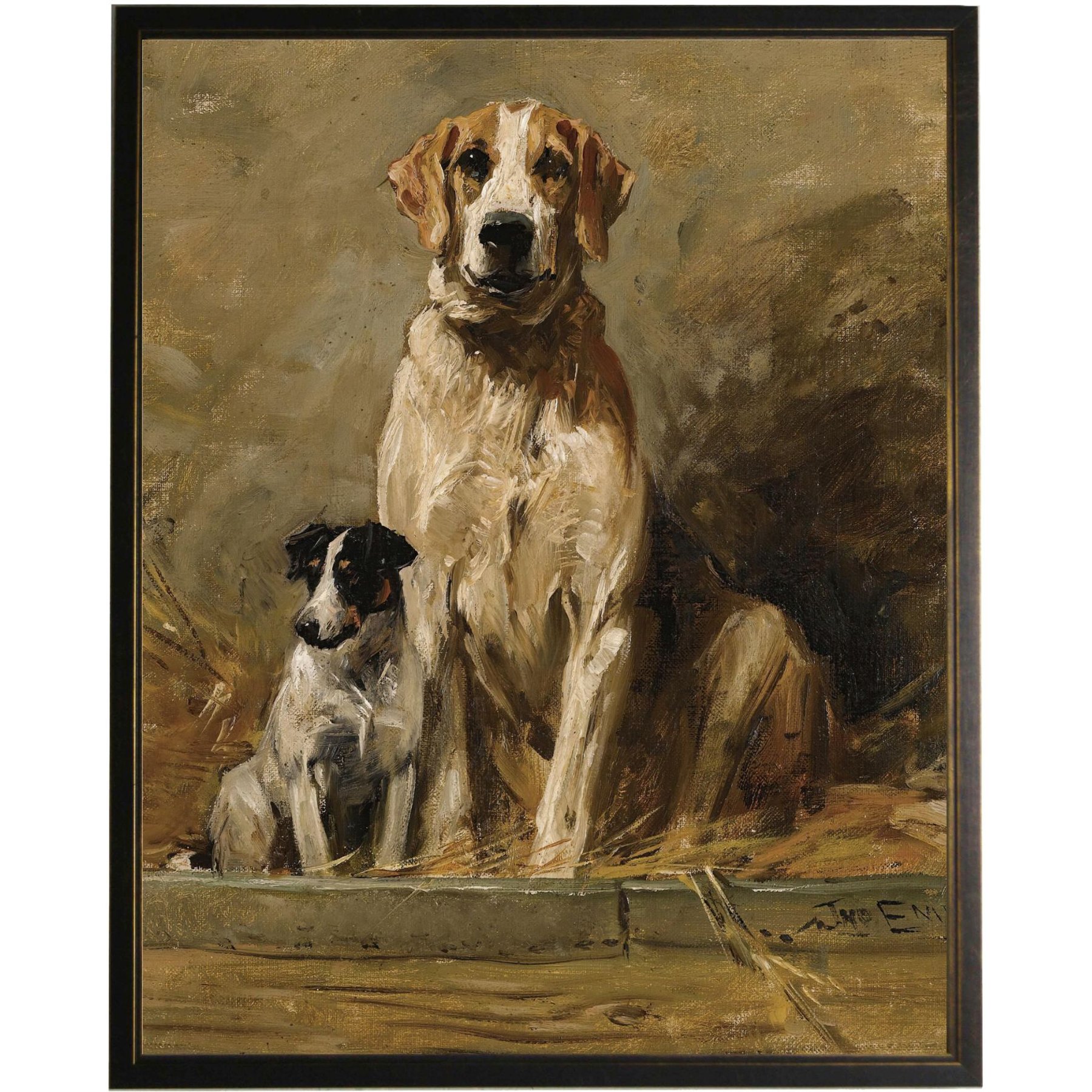 Antique Curiosities Two Dogs Oil Painting