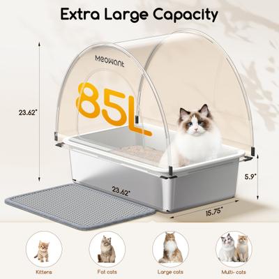 Show full view: Meowant High Sided Oxford Fabric Cover & Extendable Scoop Stainless Steel Cat Litter Box, Yellow, 85-L slide 6 of 9