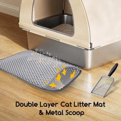 Show full view: Meowant High Sided Oxford Fabric Cover & Extendable Scoop Stainless Steel Cat Litter Box, Yellow, 85-L slide 4 of 9