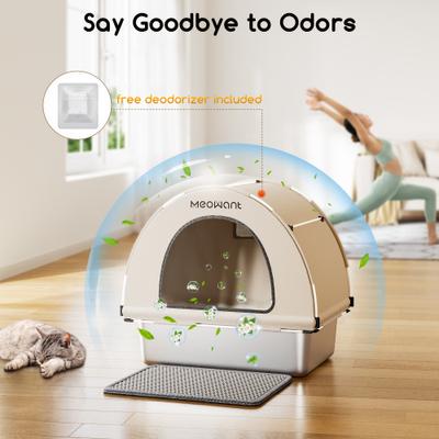 Show full view: Meowant High Sided Oxford Fabric Cover & Extendable Scoop Stainless Steel Cat Litter Box, Yellow, 85-L slide 3 of 9