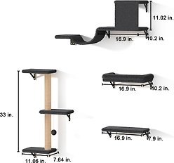 FUKUMARU 4 in 1 Wooden Climbing Cat Wall Shelves Set, Grey slide 2 of 7