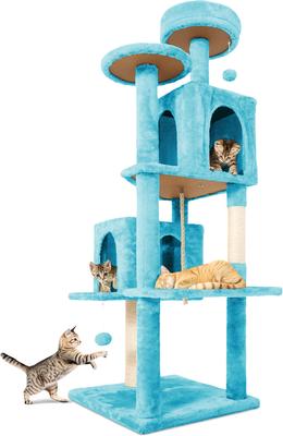 Show full view: TSCOMON Multi-Level 58-in Plush Cat Tree & Condo, Blue slide 7 of 9