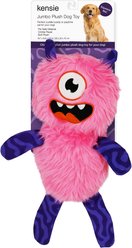 Kensie Eye Monster Faux Fur Jumbo Plush Dog Toy with Squeakers & Crinkle Sounds, Pink, 20-in