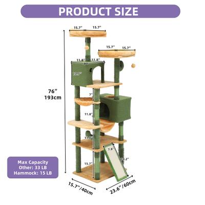 Show full view: Wooflex 76-in Cactus Multi-Level Cat Tree & Condo slide 3 of 8