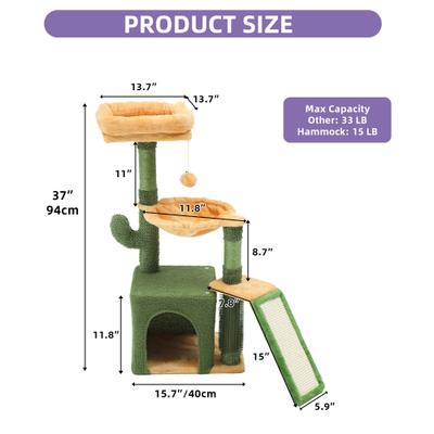 Show full view: Wooflex 37-in Cactus Multi-Level Cat Tree & Condo slide 2 of 7