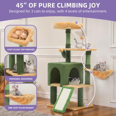 Show full view: Wooflex 45-in Cactus Multi-Level Cat Tree & Condo slide 3 of 7
