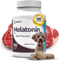 K9 Select Melatonin 1-mg Beef Flavored Chewable Tablets Calming Supplement for Dogs, 500-mL bottle
