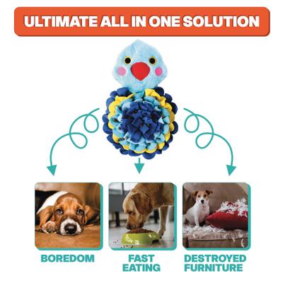 Show full view: LuftPets Blue Bird Snuffle Squeaky & Washbale Plush Dog Toy, Blue slide 5 of 12
