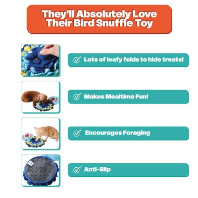 Show full view: LuftPets Blue Bird Snuffle Squeaky & Washbale Plush Dog Toy, Blue slide 3 of 12