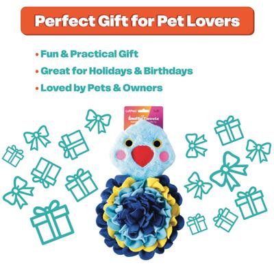 Show full view: LuftPets Blue Bird Snuffle Squeaky & Washbale Plush Dog Toy, Blue slide 9 of 12