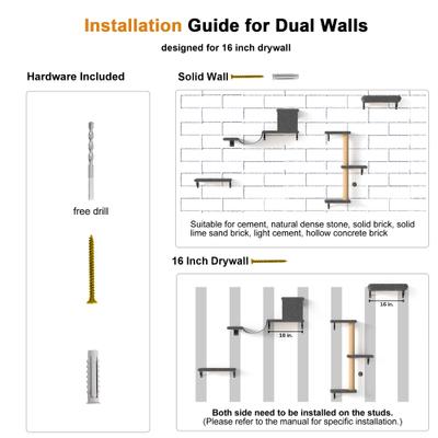 Show full view: FUKUMARU 4 in 1 Wooden Climbing Cat Wall Shelves Set, Grey slide 6 of 9
