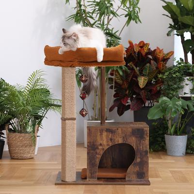 Show full view: FUKUMARU 32.6-in Retro Wooden Cat Tree slide 6 of 7