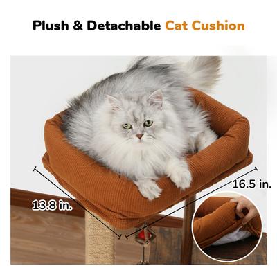 Show full view: FUKUMARU 32.6-in Retro Wooden Cat Tree slide 4 of 7