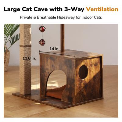 Show full view: FUKUMARU 32.6-in Retro Wooden Cat Tree slide 2 of 7