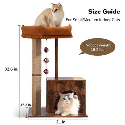Show full view: FUKUMARU 32.6-in Retro Wooden Cat Tree slide 5 of 7