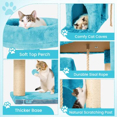 Show full view: TSCOMON Multi-Level 58-in Plush Cat Tree & Condo, Blue slide 5 of 9