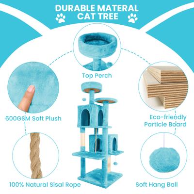 Show full view: TSCOMON Multi-Level 58-in Plush Cat Tree & Condo, Blue slide 6 of 9