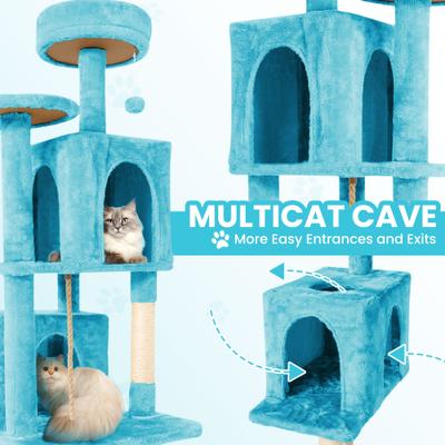 Show full view: TSCOMON Multi-Level 58-in Plush Cat Tree & Condo, Blue slide 4 of 9